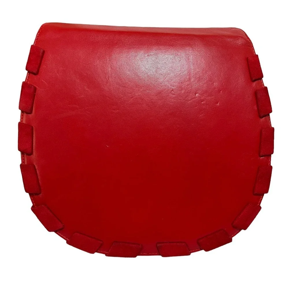 Valentino Garavani Vintage Red Leather Suede Whipstitch Luxury Saddle Bag - Picture 16 of 16
